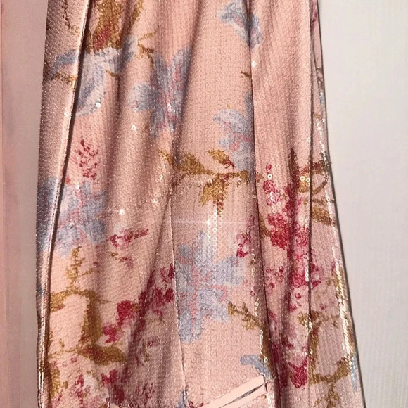 VINCE CAMUTO Sequin Floral Open Blazer light Pink Bellini Womens Size 4 - Picture 5 of 7